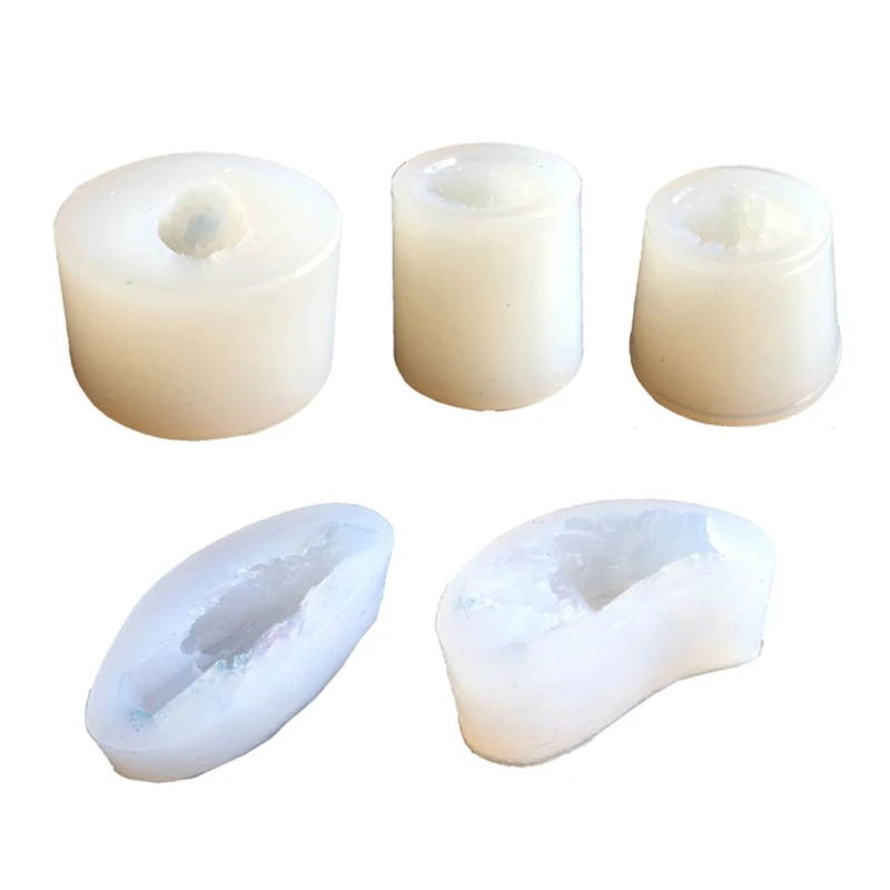 

5 Shapes Natural Druzy Stone Quartz Rock Cluster Resin Mold Jewelry Making Tools U4LE