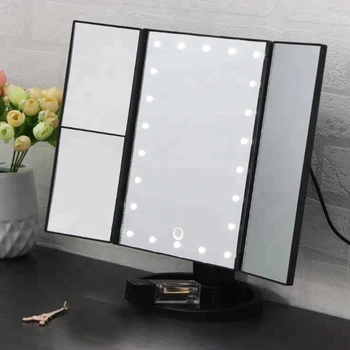 

New LED Touch Screen 22 Light Makeup Mirror Table Desktop Makeup 1X/2X/3X Magnifying Mirrors Vanity 3 Folding Adjustable Mirror