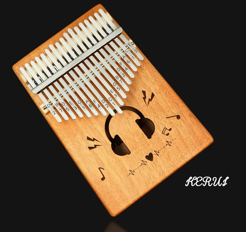 Headset Kerus 17 teclas piano de pulgar Kalimba cuerpo sólido de caoba dedo instrumento de Musica regalo de cumpleains regalo de navidad - Цвет: Headset