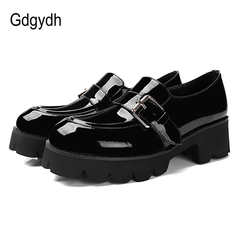 Женские лакированные туфли Gdgydh черные из натуральной лакированной кожи на