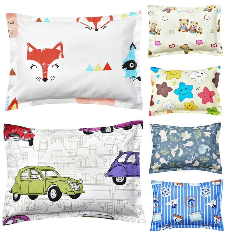26*36CM 100% de bebé de algodón funda de almohada niños funda almohada de Animal almohada para bebé recién nacido cubierta de dibujos animados de los niños funda de almohada niños niñas