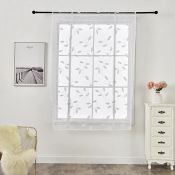 

Lanke Yin Yang Leaves Tree Window Screening,tulle Short Curtains for Living Room Bedroom Kitchen,Printing Drapes Decor 12 Sizes