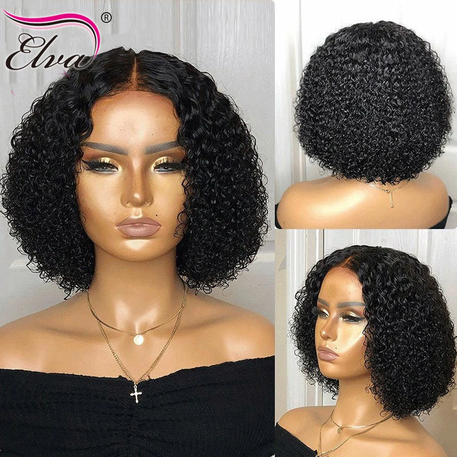 Elva волосы 13x6 кружевные передние человеческие волосы парики Волнистые Короткие Боб парики для черных женщин предварительно выщипанные с детскими волосами Волосы remy