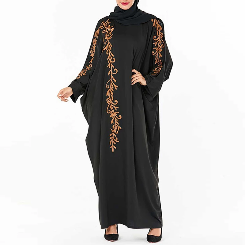 black dress Черный Абая Дубай турецкий хиджаб мусульманское платье кафтан джилбаб Исламская одежда Абая для женщин Кафтан грот Maten Dames Kleding - Цвет: black dress