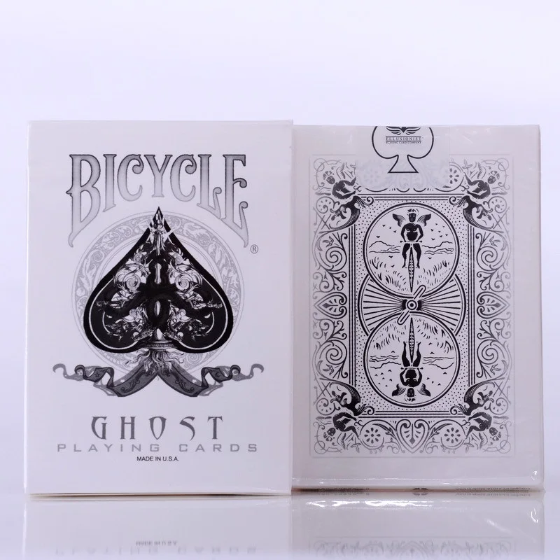 1 шт. карты для иллюзиониста фирмы «bicycle» черный призрак колода волшебные карты игра в покер для сценического искусства Волшебные трюки для профессионального волшебника - Цвет: Белый