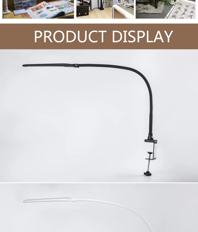 Long Arm Table Lamp Led Flexible Gooseneck Touch Dimming Desk Lamp Clip On Lamp For Reading Bedroom Led Light 3 Color Modes