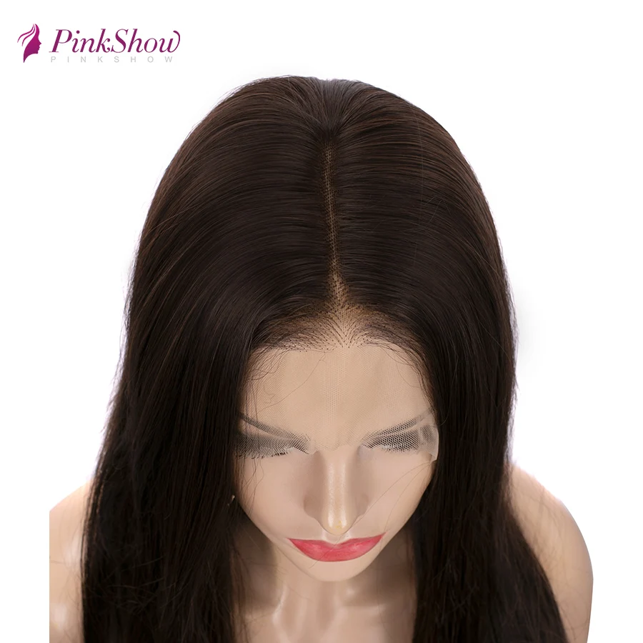 Pinkshow 13x6 парик фронта шнурка коричневый парики для женщин синтетический парик фронта шнурка натуральный волос термостойкие волокна длинные волнистые парик