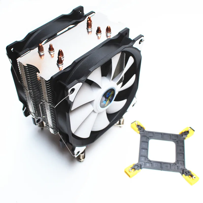 LANSHUO cpu тихий двойной вентилятор 4 тепловые трубки 4 провода интеллектуальный контроль температуры кулер для процессора вентилятор для Intel 775/1150/1155/1156/1366/