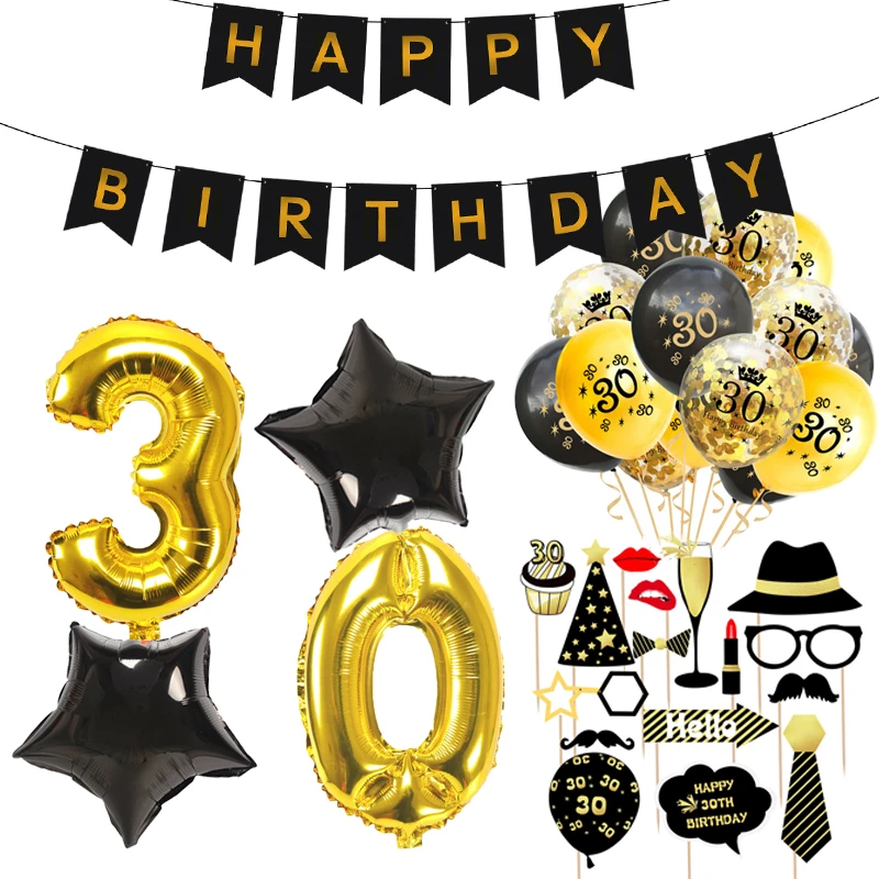 ZLJQ Globo fiesta de feliz para hombre y mujer, regalo de cumpleaños para adultos, Kit de accesorios para fotos, 21 y accesorios| - AliExpress