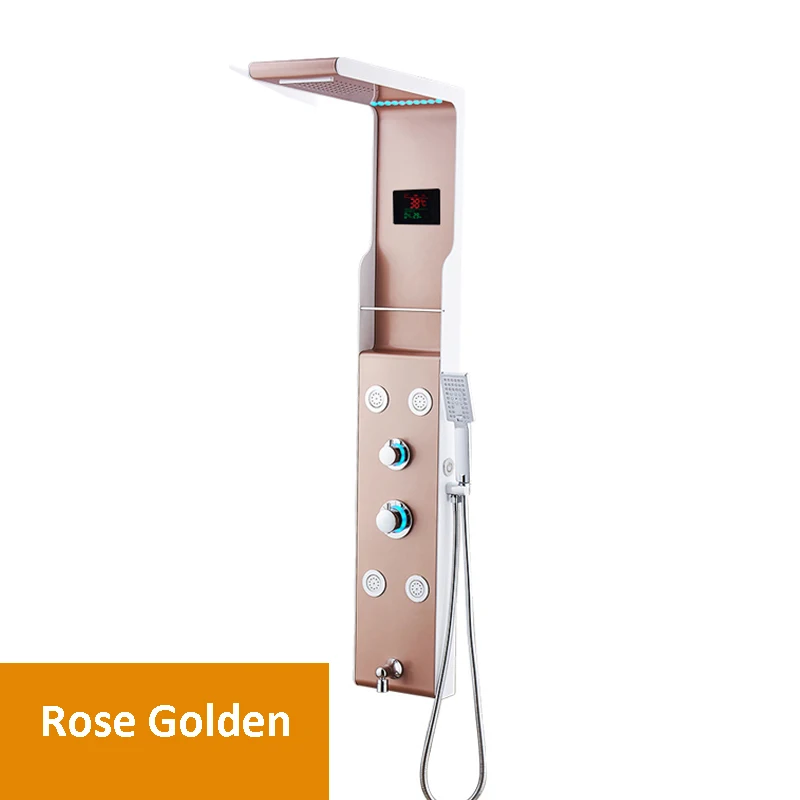 Wall-Mounted-LED-Light-Rain-Waterfall-Shower-Panel-Faucet-Body-Massage-Jets-Shower-Faucet-Brass-Tub