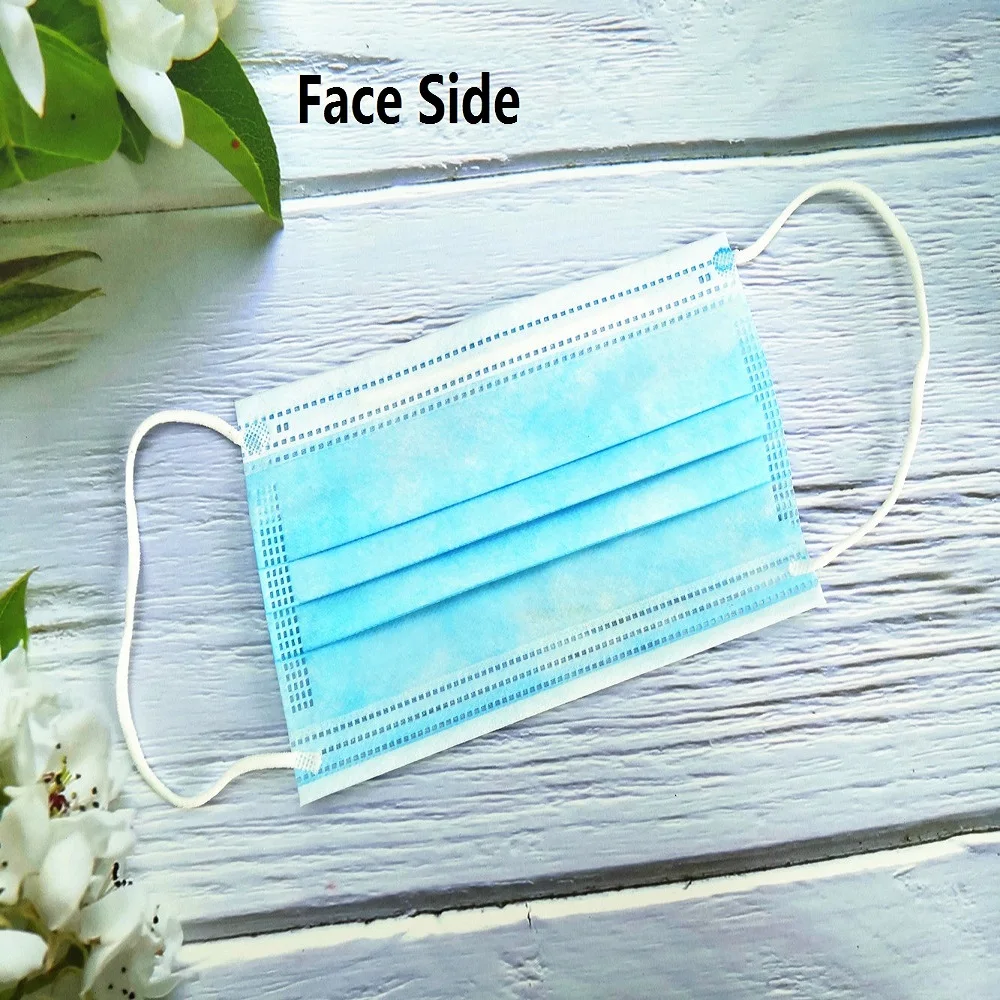 

50pcs disposable face masks,Light blue,W/T CE,FDA ,3-layer (nonwoven,filter layer,soft fiber layer) Dustproof,Isolate the virus
