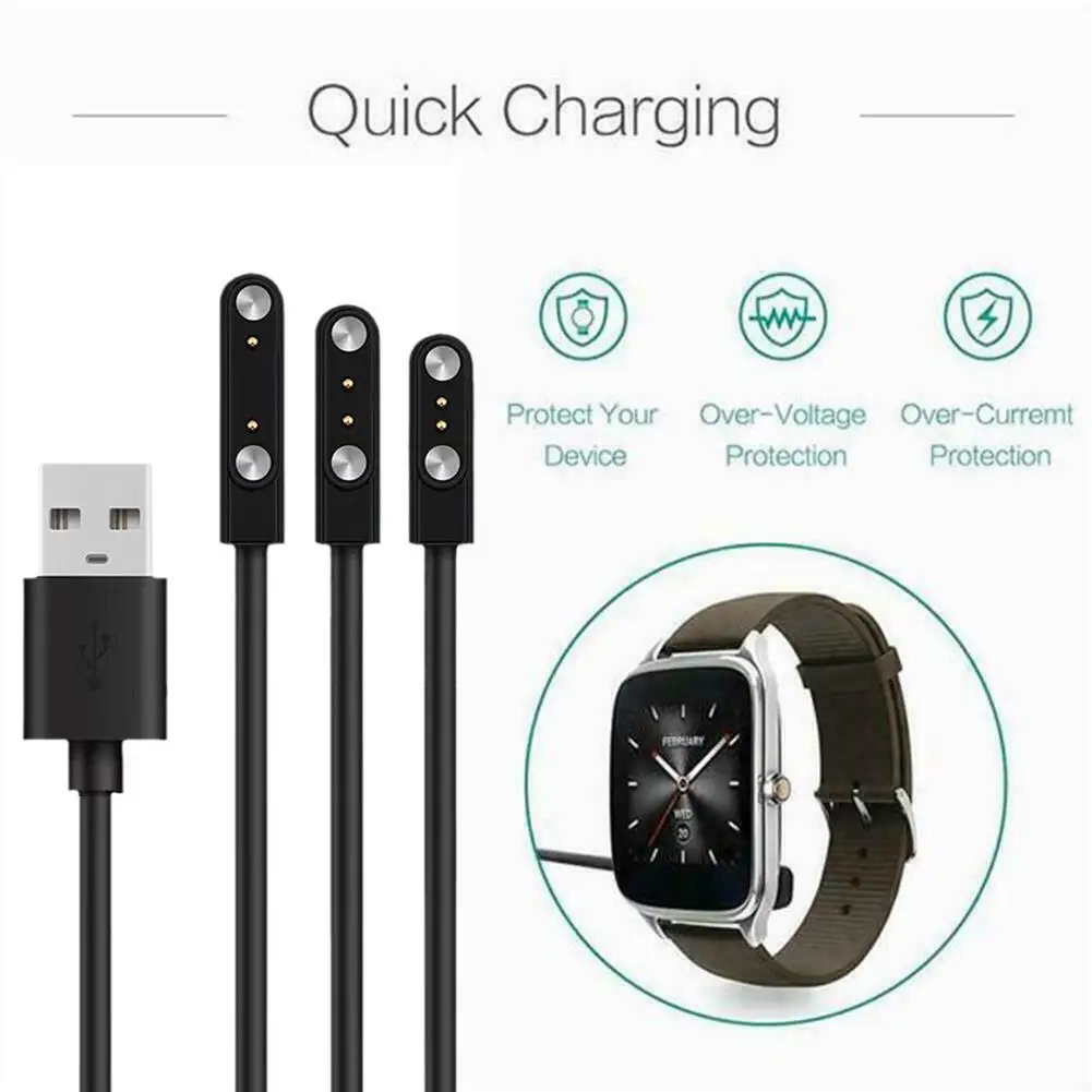 4mm Magnetic Charger Cable Wire For Smart Watch Bracelet 2 Pin Distance Magnetic Data Cables Smart Watch Accessories