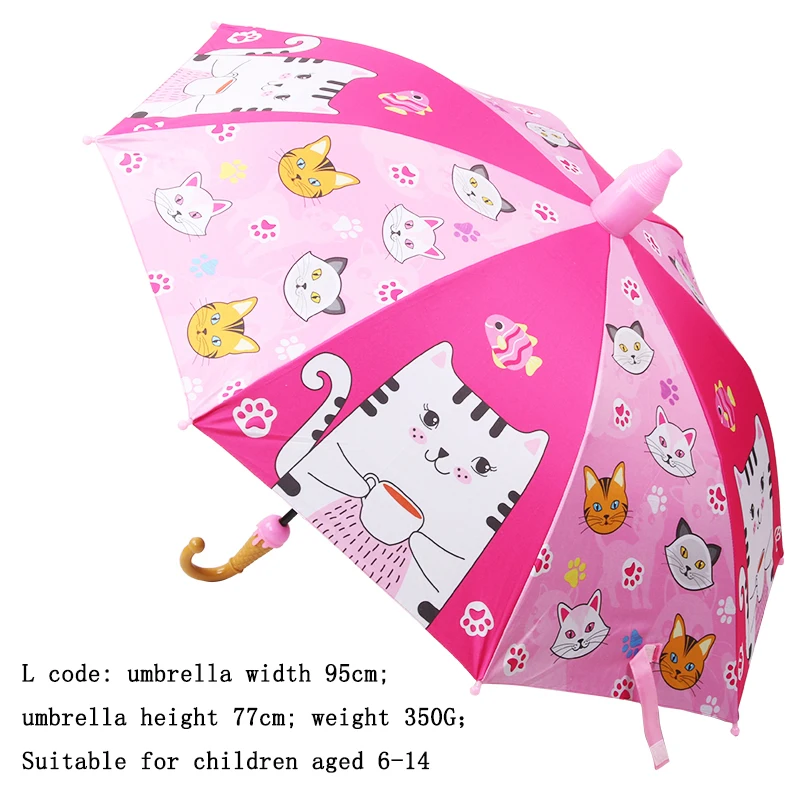 L cat pink Зонты с длинными ручками и рисунком из мультфильма, 8 ребра, детский зонт от дождя, солнцезащитные зонты для мальчиков и девочек, уличные зонты от дождя - Цвет: L cat pink
