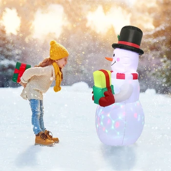 

150CM LED Illuminated Inflatable Snowman Air Pump Model Airblown Dolls Toys Decoration Birthday Christmas Parties Accessories