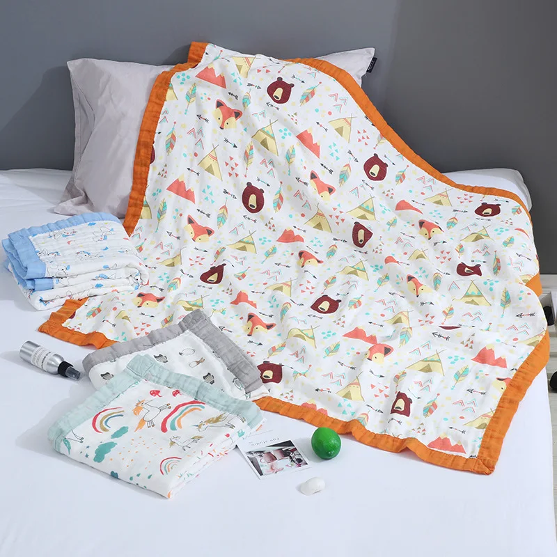 

Spring And Autumn Four Layer Gauze Bamboo Fabric Children's Quilt Infant Bamboo Cotton Bath Towel Children Blanket Baby Baby Swa