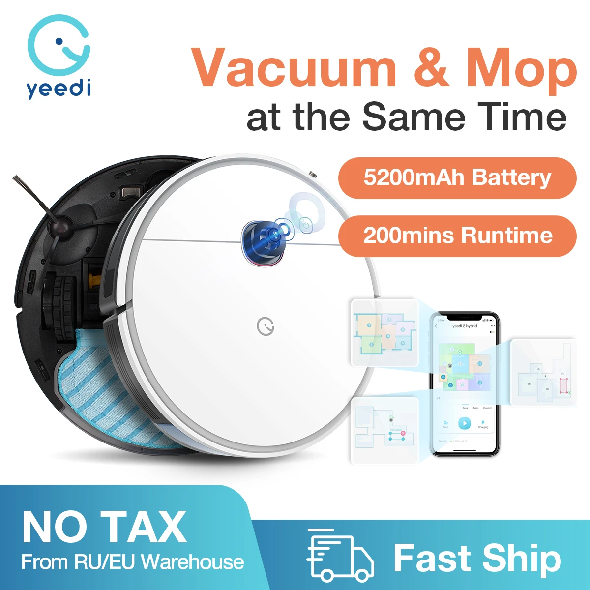 Yeedi 2 Hybrid Robot Vacuum Cleaner Visual Navigation,sweep Mop 3in1