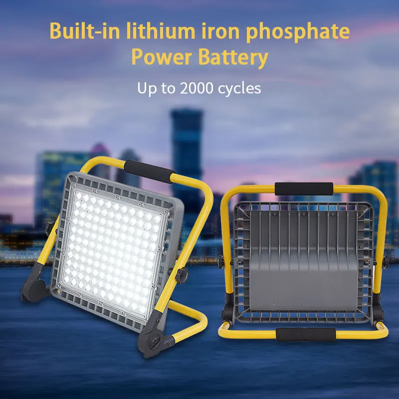 100W LED Floodlight Floodlight Spotlight Outdoor LED Reflector Building Light Bouwlamp Rechargeable 18650 Battery