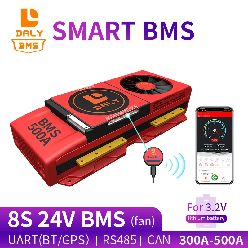 Умная BMS 8S 24V 300A 400A 500A Bluetooth 485 к USB устройству CAN NTC UART программное обеспечение Li on