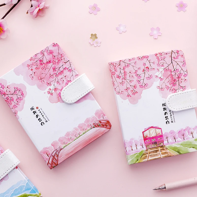 Милый блокнот Sakura Bullet Journal с магнитной пряжкой, блокнот с цветной иллюстрацией, блокнот, планировщик, канцелярские принадлежности, школьные принадлежности
