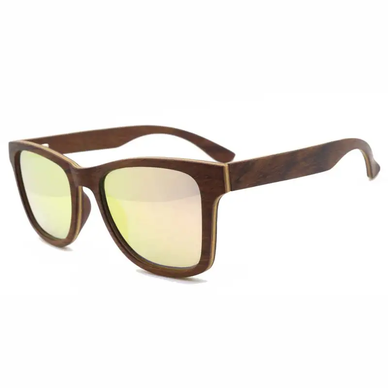 gold lens BerWer мужские деревянные очки wo Мужские квадратные бамбуковые солнцезащитные очки для wo мужские зеркальные солнцезащитные очки ретро de sol masculino ручной работы - Цвет линз: gold lens