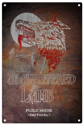 P PIPIGOU an American Werewolf in London Slaughtered Lamb Tin Sign Metal Plate Personalized Metal Sign Art Metal Hanging Painting 12 x 12 inches
