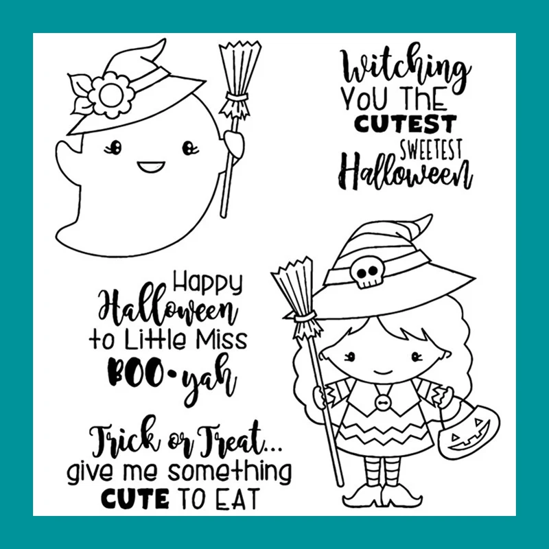 

ZATWBS Cute little witch Clear Stamps For DIY Scrapbooking/Card Making/Album Decorative Rubber Stamp Crafts