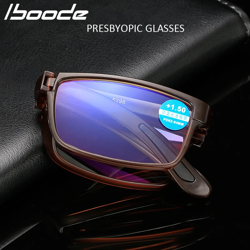 

iboode Folding Reading Glasses Men Women anti-blue Ray Hyperopia foldable Retro Eyeglasses Diopter +1.0 1.5 2.0 2.5 3.0 3.5 4.0