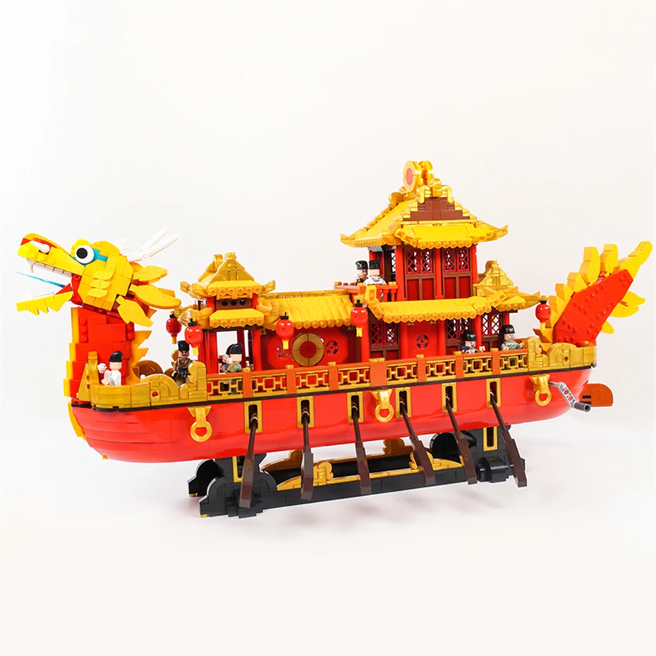 

NEW XINGBAO 25002 Zhonghua Boat Series 3325pcs Royal Dragon Boat Set Building Blocks Assembly Boat Bricks Educational Toys Gifts