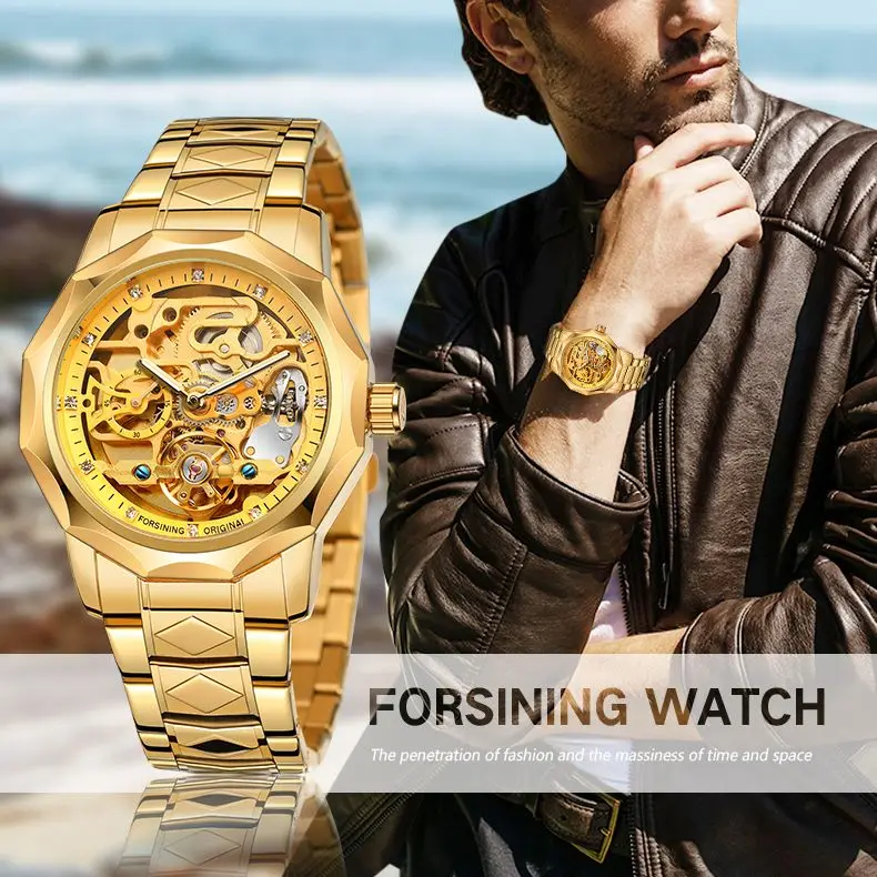FORSINING Orologio Meccanico Da Uomo Con Tourbillon E Fase Lunare, Cassa In Acciaio Inox, Cinturino In Pelle, Quadrante Numeri Romani, Carica Manuale