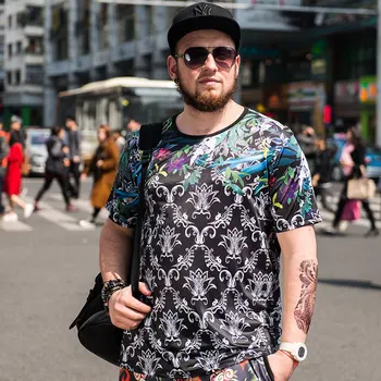 

New men's t-shirt large size round neck print short sleeves