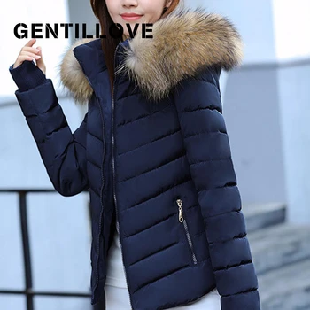 

Gentillove Womens Parka Gloves Warm Detachable Fur Collar Coat Female Winter Slim Fit Jackets Outwear Casual Solid Parkas 2019