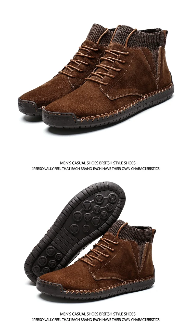 Men Snow Boots Winter Plush Warm Men Motorcycle Boots Lace-Up Non-slip Male Ankle Boots Waterproof Autumn Solid Man Work Shoes