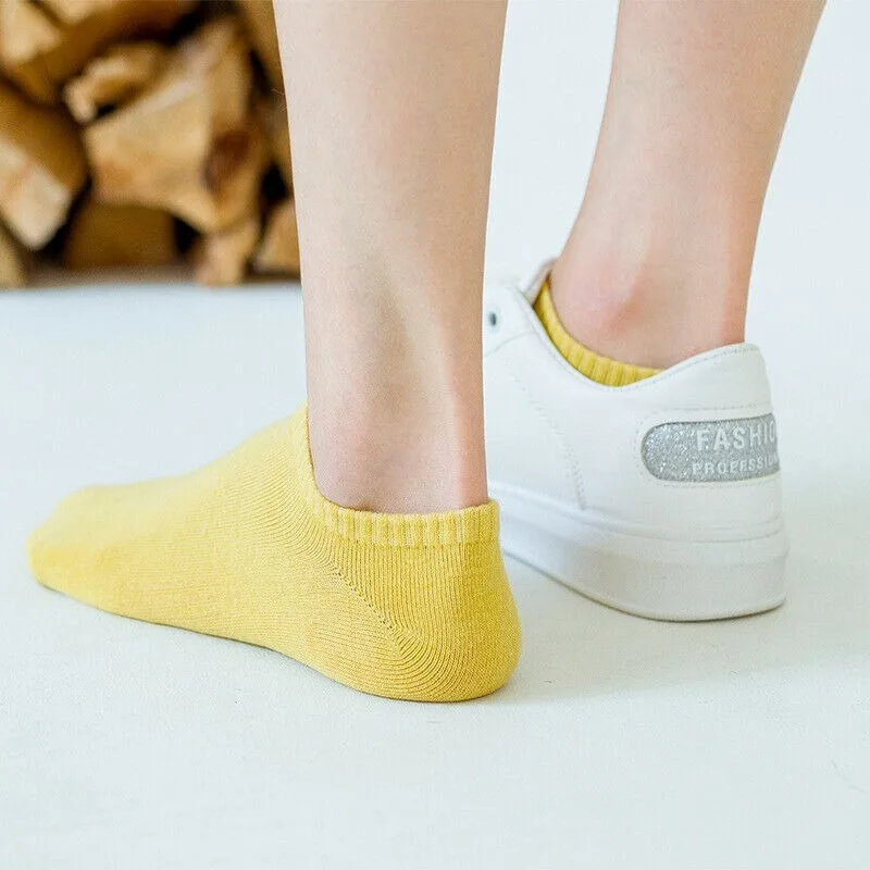 Summer Socks Women Candy Color Cotton Socks ladies Breathable Sports Socks Sweet Solid Color Light Mouth Invisible Socks
