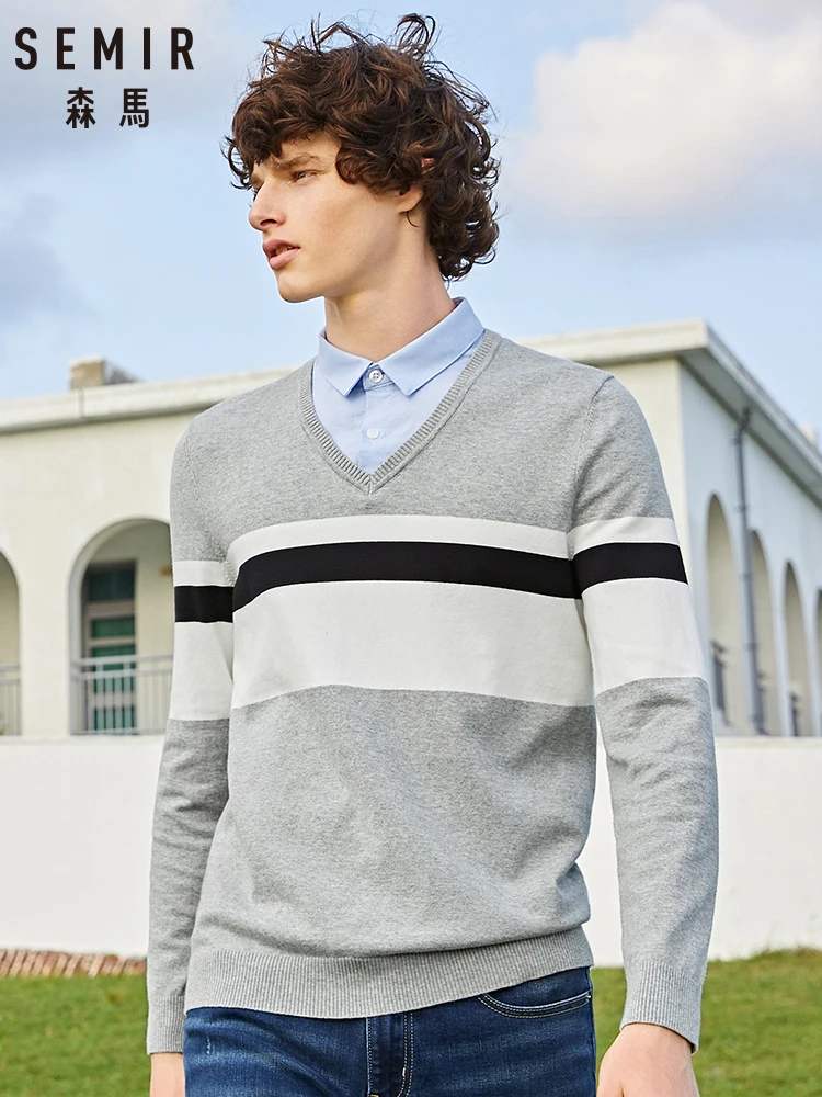 men's sweater with fake collar