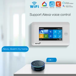 MULO WiFi 4G GSM Tuya Alarm System Home Security Motion Sensor 4.3 Inch Wireless Smart life APP Control Compatible With Alexa
