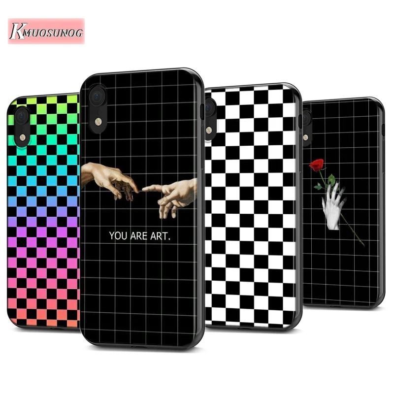 Checked Checkerboard Art Silicone Cover For Apple Iphone 12 Mini 11 Pro Xs Max Xr X 8 7 6s 6