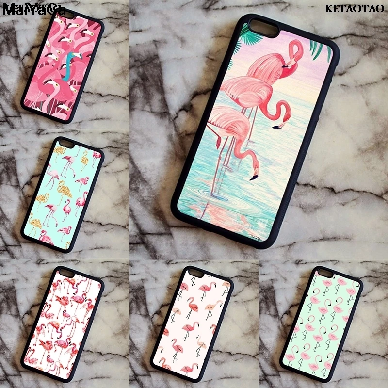 Модный чехол KETAOTAO с фламинго сердечками и окошком для iPhone SE 5C 5S 6S 7 8 Plus X XR XS MAX