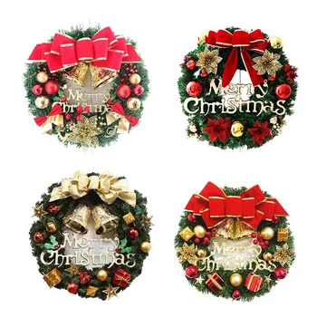 

Christmas Wreath Artificial Greenery Spruce Wreathes Decorative Wreath Xmas Ball Gift Box WWO66