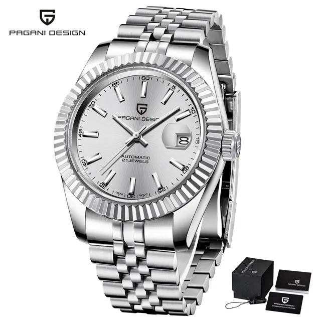 PAGANI Дизайн мужской топ эксклюзивные механические часы мужские модные водонепроницаемые автоматические часы Montre Homme - Цвет: Silver White