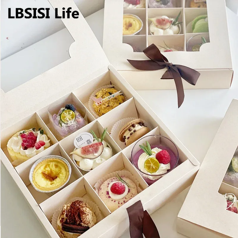 

LBSISI Life 5pcs Macaron Cupcake Boxes Puffs Cake Chocolate Pudding Dessert Packing For Bakery Wedding Party Festival Favors