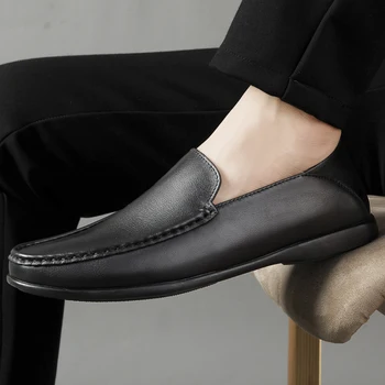 

Fashion Men Loafers outdoor Men's Casual Shoes genuine Leather Mocassin Masculino Breathable Slip on Boat Chaussures Hommes