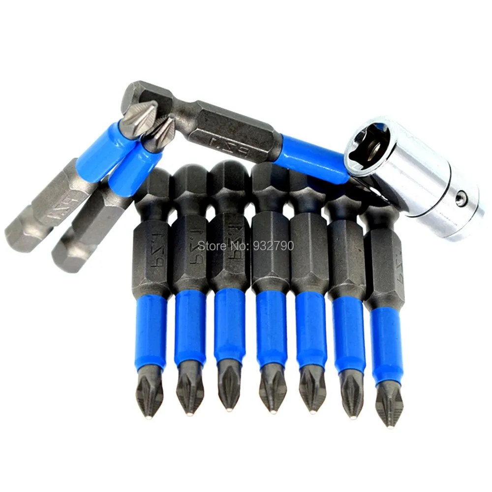 

1/4" Square to 1/4" Hex Adaptor Quick Release Chuck & 10x 50mm PZ#1 Heads Drill Bits Power Bits Screwdrivers Bits Tools Magnetic