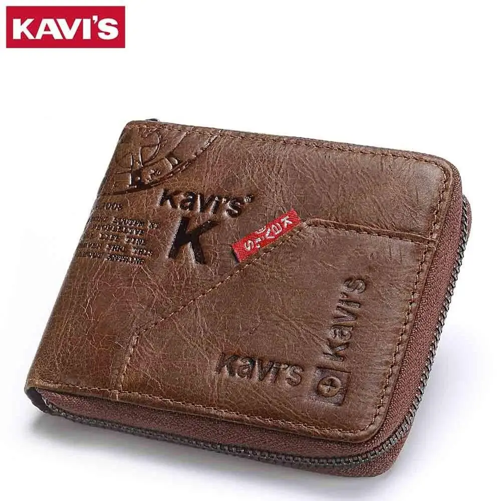 Coin Purse PORTFOLIO Wallet Men Small Walet KAVIS Mini 100%Genuine-Leather Card-Holder