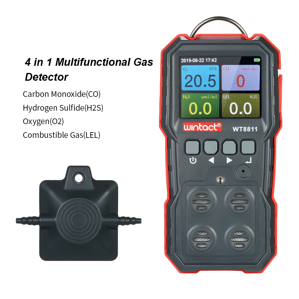 

Wintact Industrial Digital Handheld 4 in 1 Gas Carbon Monoxide Detector Oxygen Combustible Gas H2S Tester 4 in 1 Gas Detector