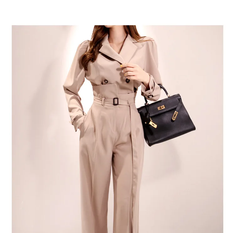 New Arrival Women OL Work Office Two Piece Set Blazer and Wide Leg Pants Ladies Formal 2 Piece Set Plus Size Fall Clothes