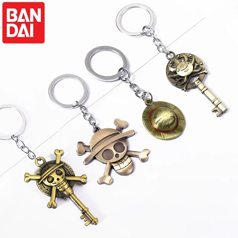 Anime One Piece Keychains Accessories Luffy Hat Zoro Charm Car Bag Key Ring Pendant Metal Keychain Holder Toys for Xmas Gift