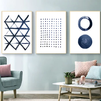 

Home Decoration Painting Nordic Minimalist Style Blue Abstract Art Painting Living Room Background Wall Frameless