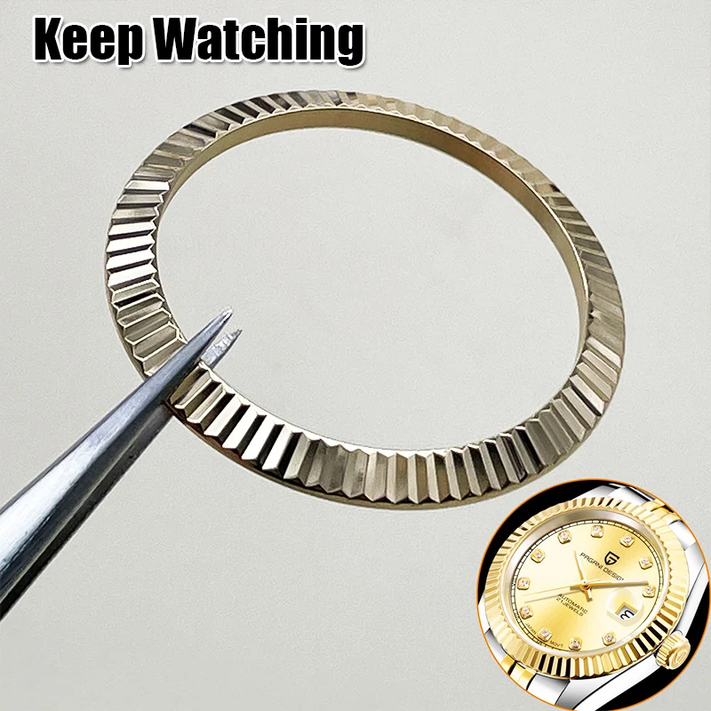 

2022 Watch Repair Parts Gold Steel Fluted Bezel 40mm Suit for Day-Date/Sky-Dweller Watch Case Ring Replacement Rlx