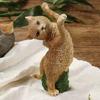 

Abstract Miniature Cat Figurines Resin Statue Lucky Small cat Furnishing Home Decor Accessories Modern Christmas Miniature Pets