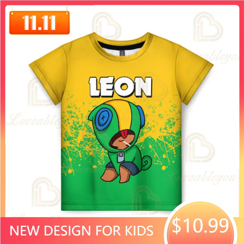 

Shoot Shark Leon Star Children's Wear Kids T-shirt Shooting Game 3d Shirts Brawlings Boys Girls Tops T-shirts Teen Clothes